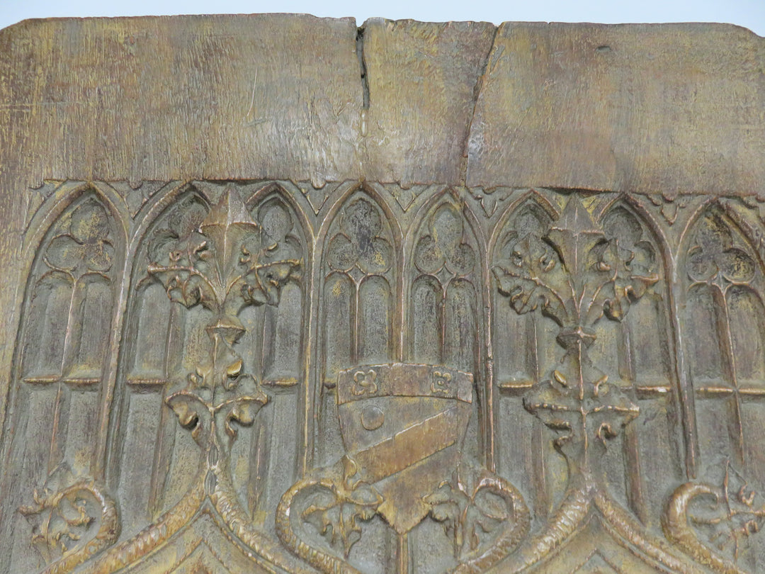 Antiqued Carved Wood Panel