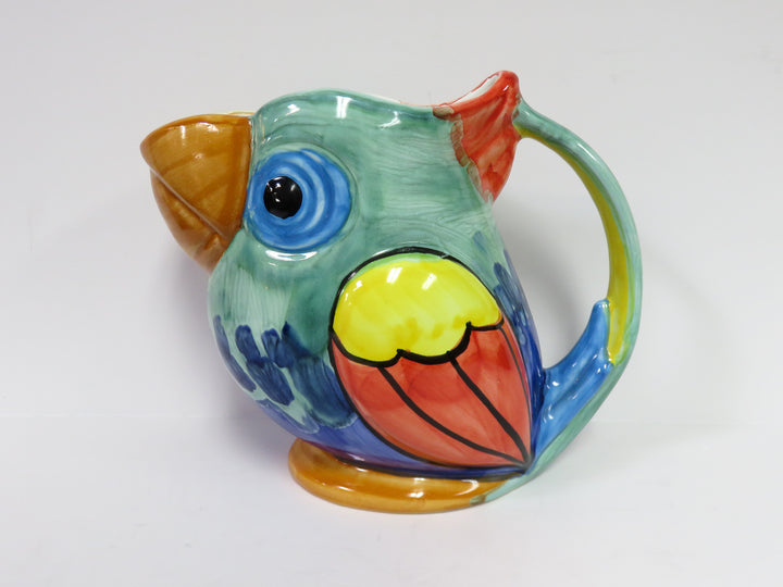 Hand Painted Parrot Pitcher