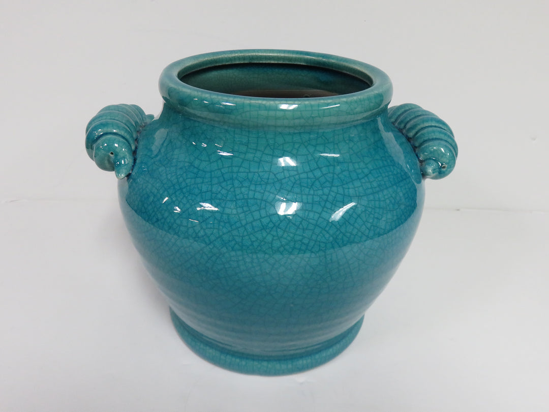 Crackle Glazed Turquoise Planter