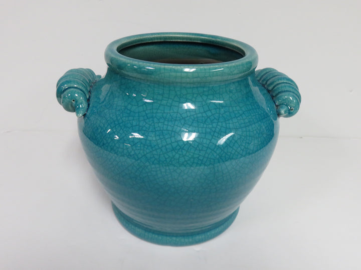 Crackle Glazed Turquoise Planter