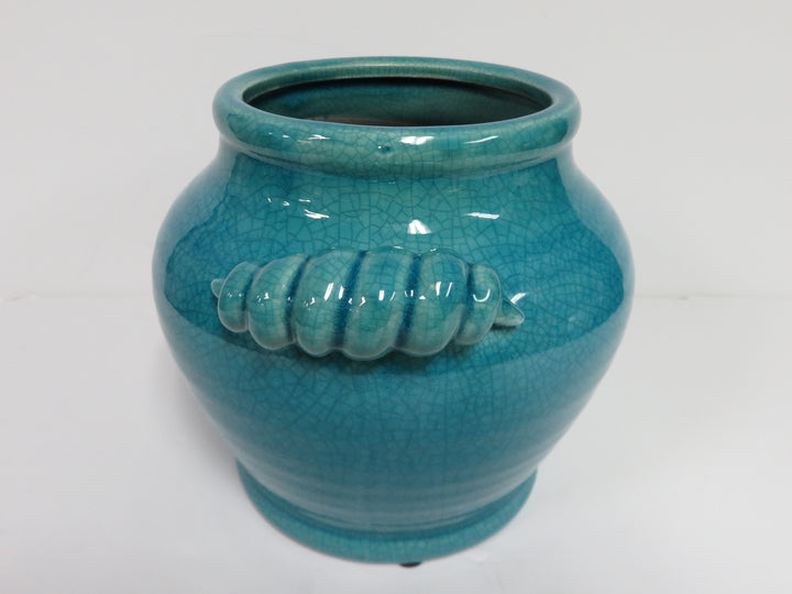 Crackle Glazed Turquoise Planter
