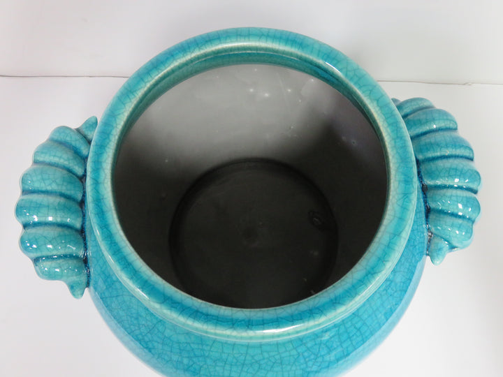 Crackle Glazed Turquoise Planter