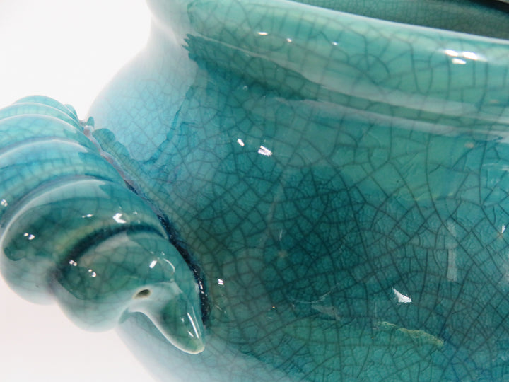Crackle Glazed Turquoise Planter