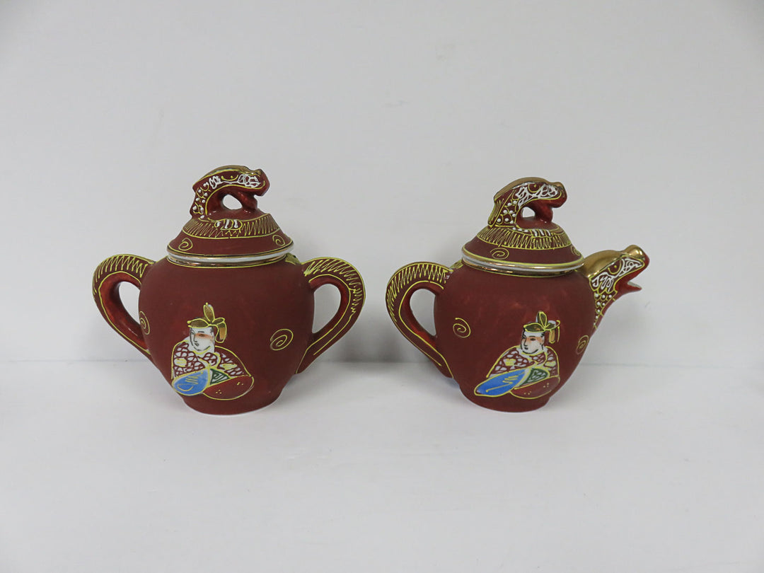 Satsuma Moriage Gold Dragon Tea Set