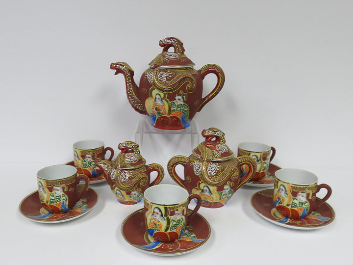 Satsuma Moriage Dragon Demitasse Set
