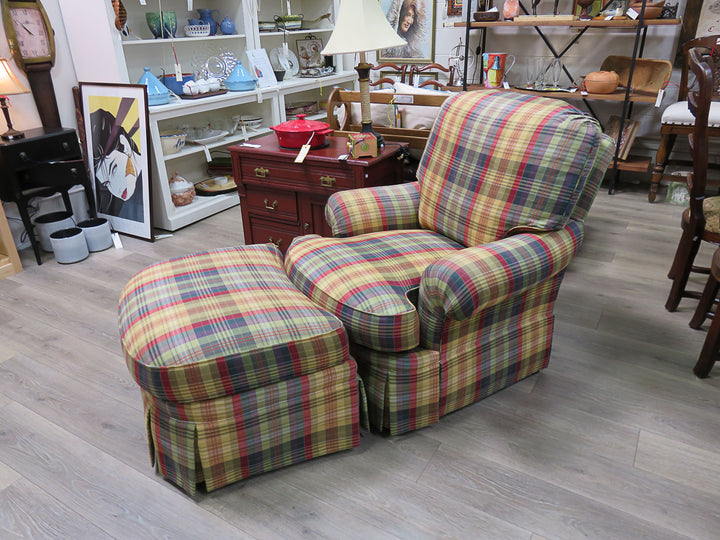 Hickory & White Chair and Ottoman
