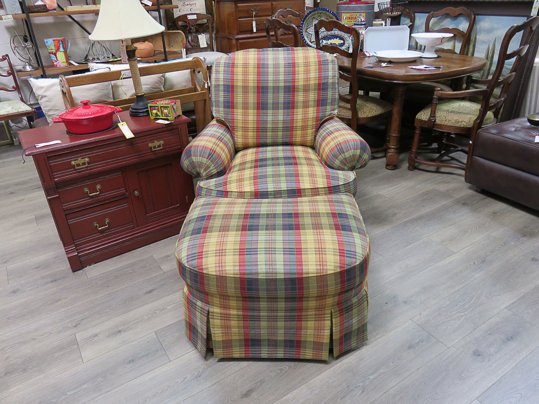 Hickory & White Chair and Ottoman