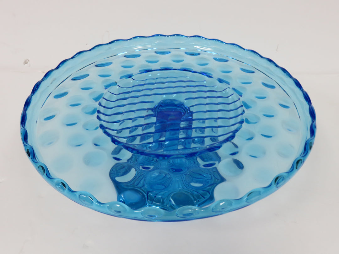 L. E. Smith Blue Cake Stand