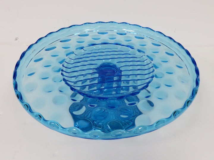 L. E. Smith Blue Cake Stand