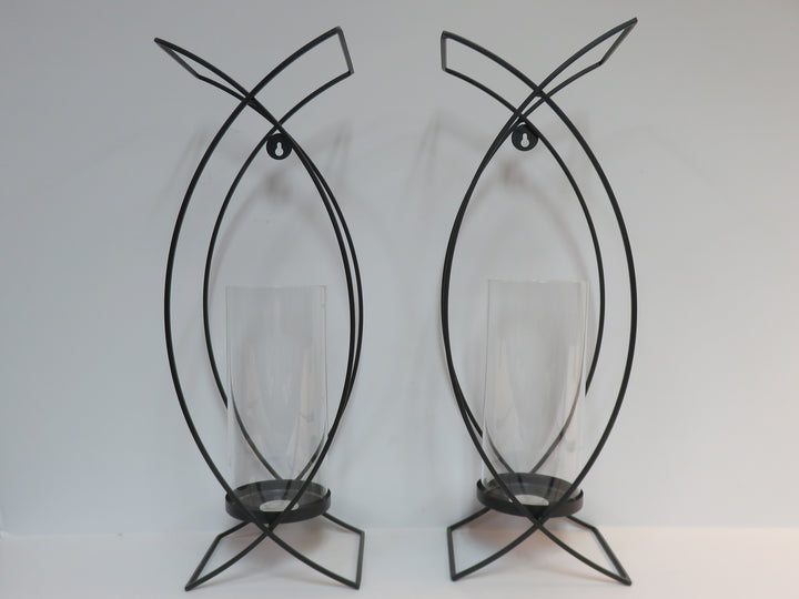 Metal Candleholders with Glass Chimneys