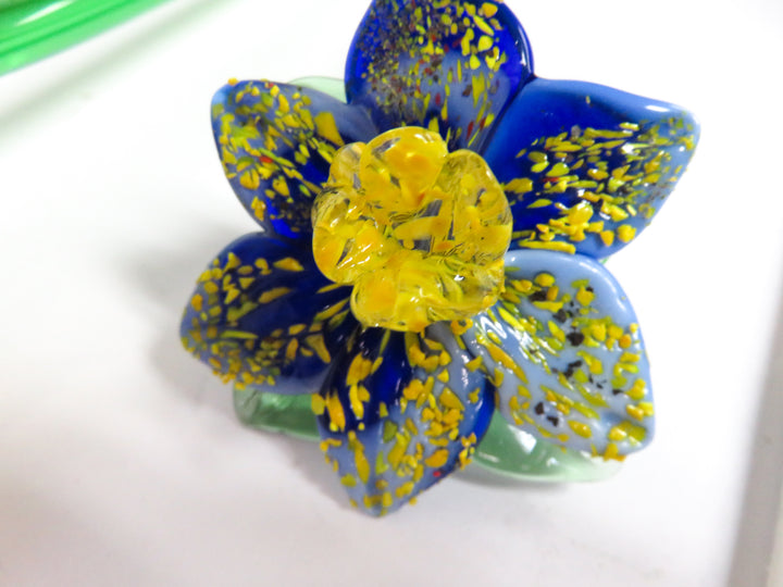 Trio of Art Glass Flowers