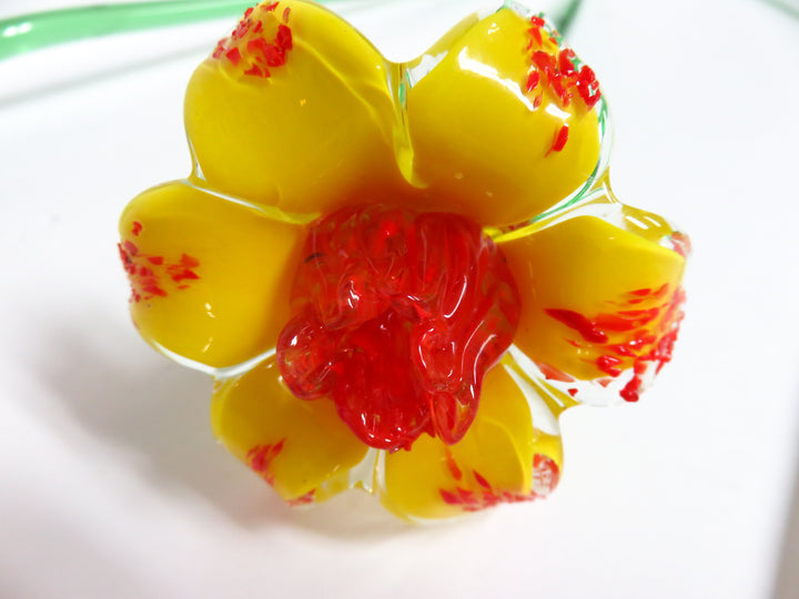Trio of Art Glass Flowers