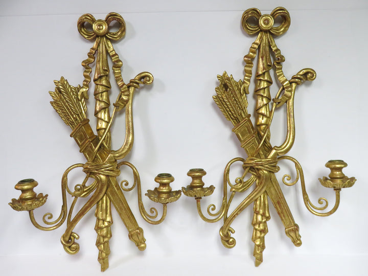 Neoclassic Gilt Wall Sconce Set