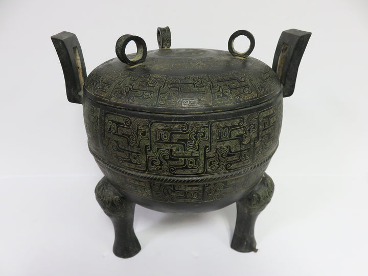 Three Footed Verdigris Vessel