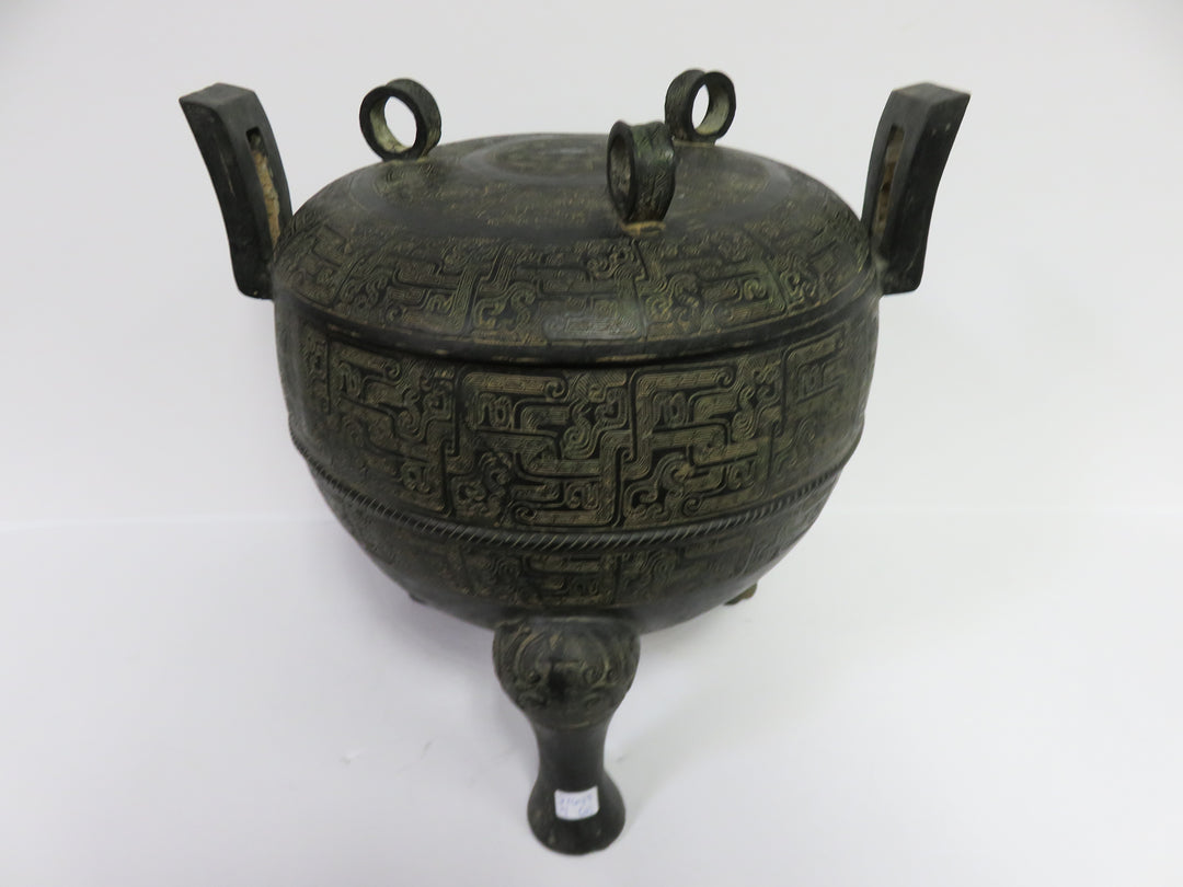 Three Footed Verdigris Vessel