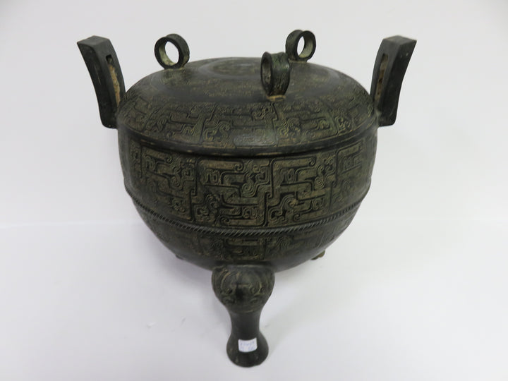 Three Footed Verdigris Vessel