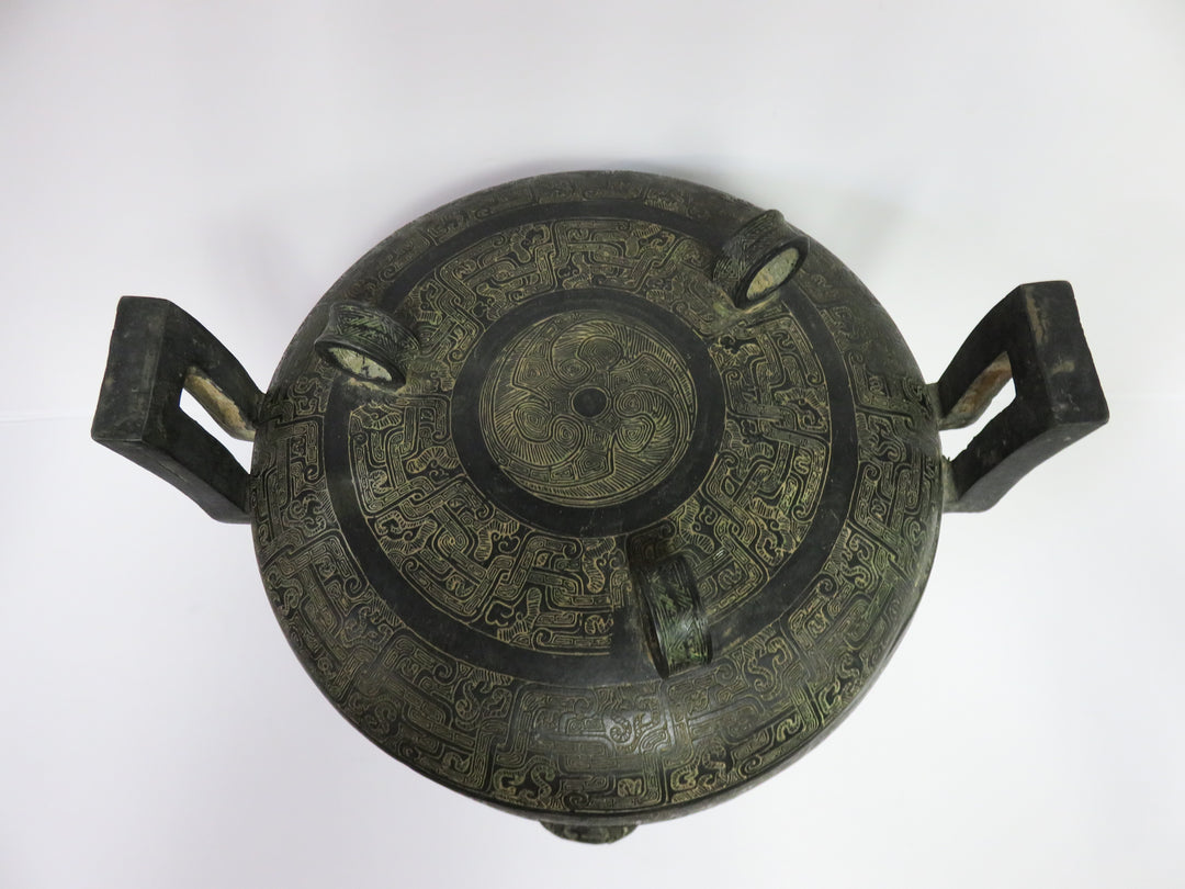 Three Footed Verdigris Vessel