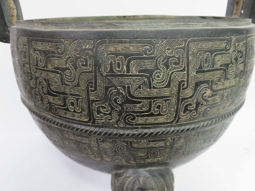 Three Footed Verdigris Vessel