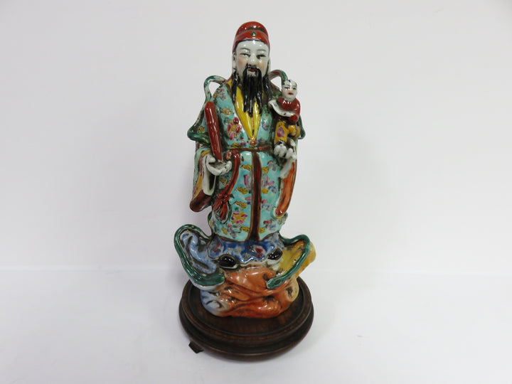 Asian Happiness Figurine on Stand