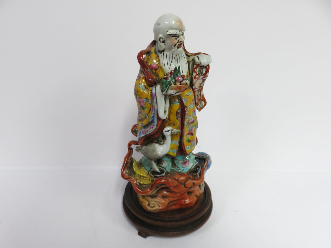 Asian Longevity Figurine on Stand