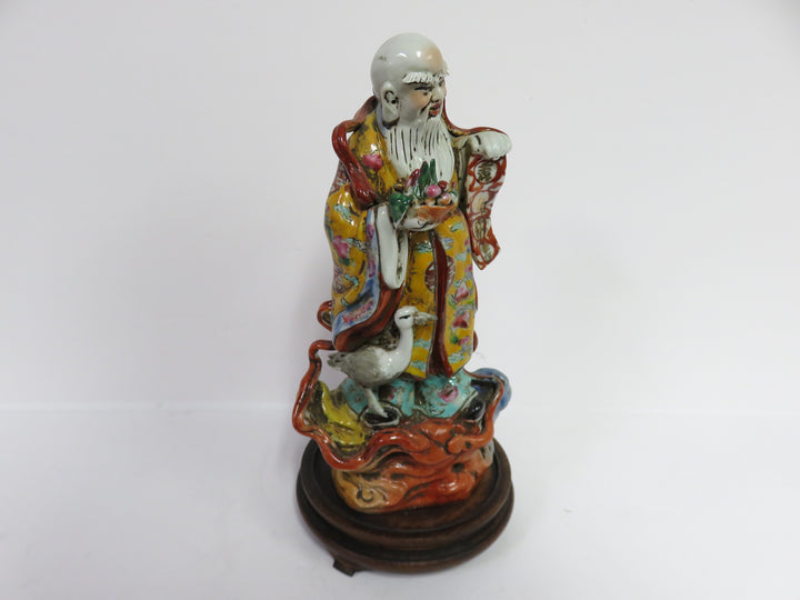 Asian Longevity Figurine on Stand