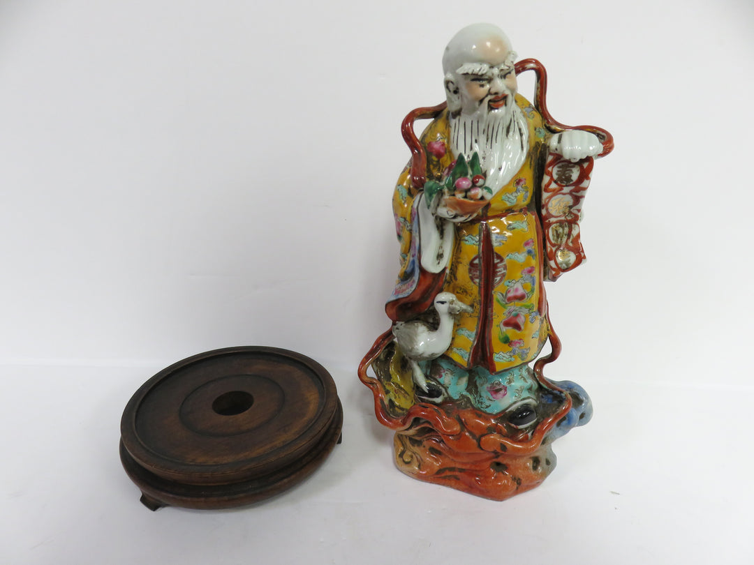 Asian Longevity Figurine on Stand