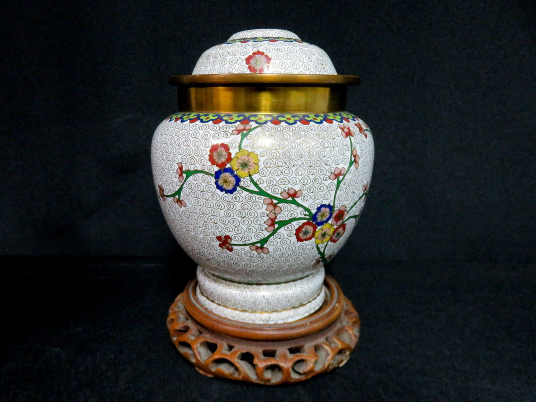 Cloisonne Ginger Jar on Stand