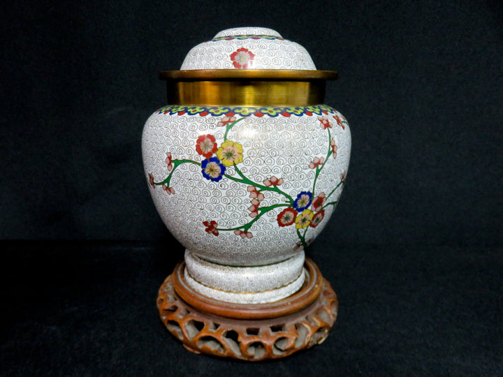 Cloisonne Ginger Jar on Stand