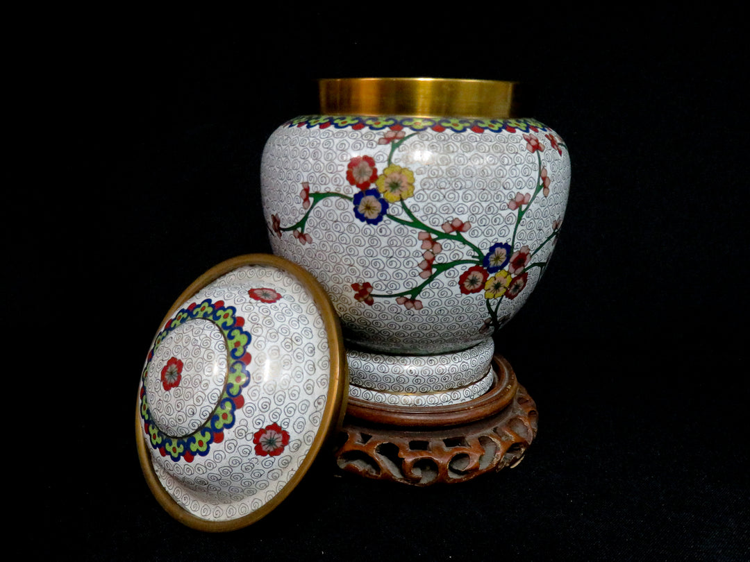 Cloisonne Ginger Jar on Stand