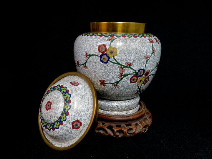 Cloisonne Ginger Jar on Stand