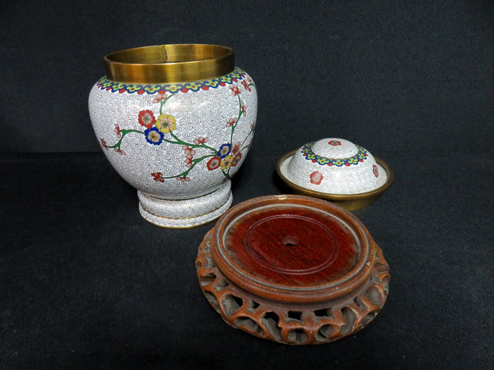 Cloisonne Ginger Jar on Stand