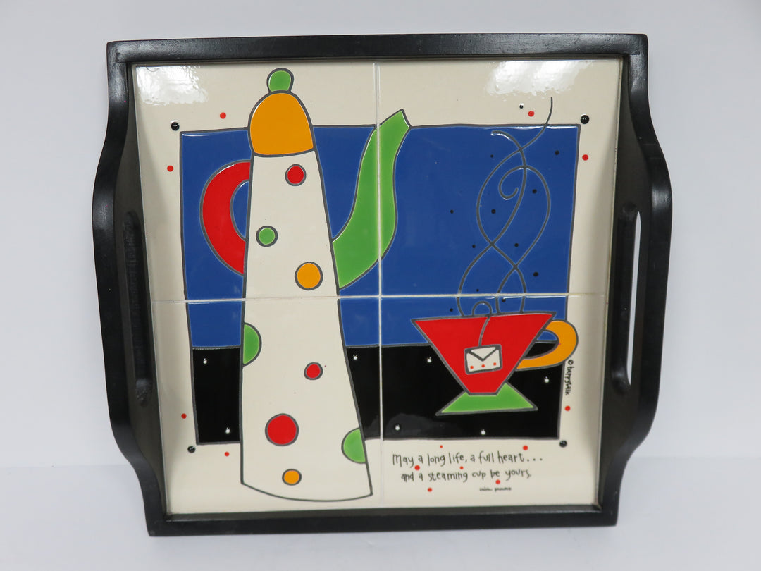 Ceramic Tile and Wood Serving Tray