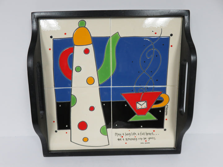 Ceramic Tile and Wood Serving Tray