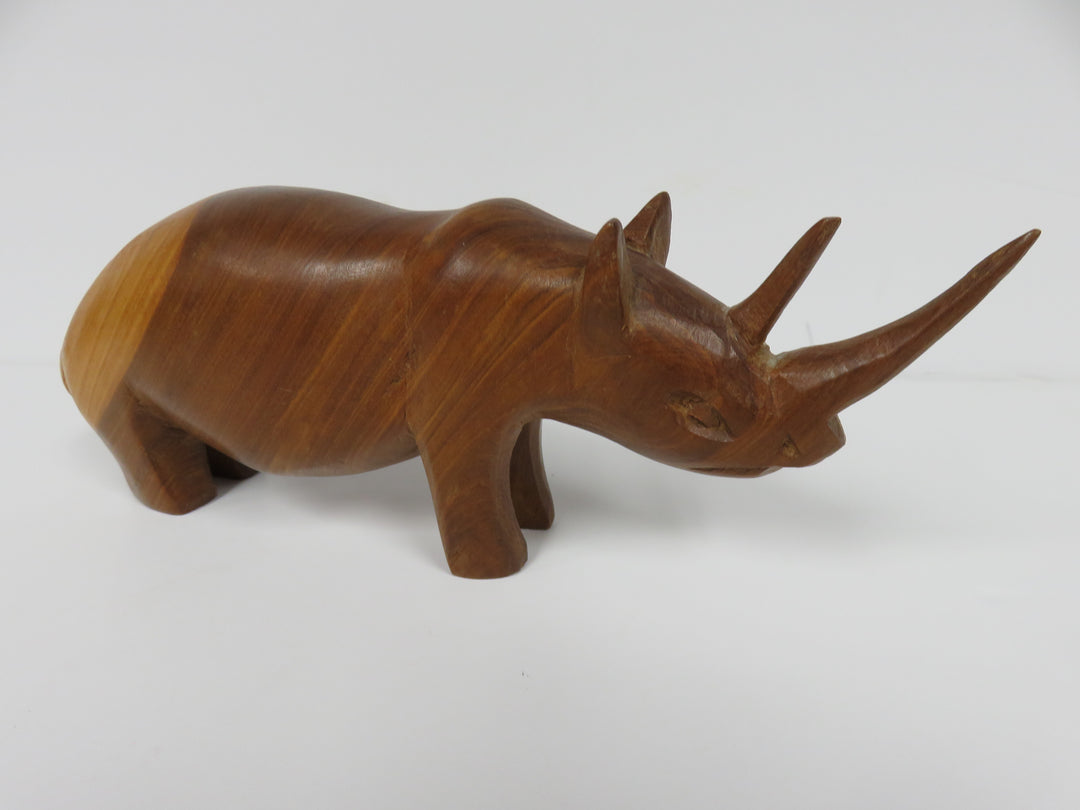 Teak Rhinoceros Figurine