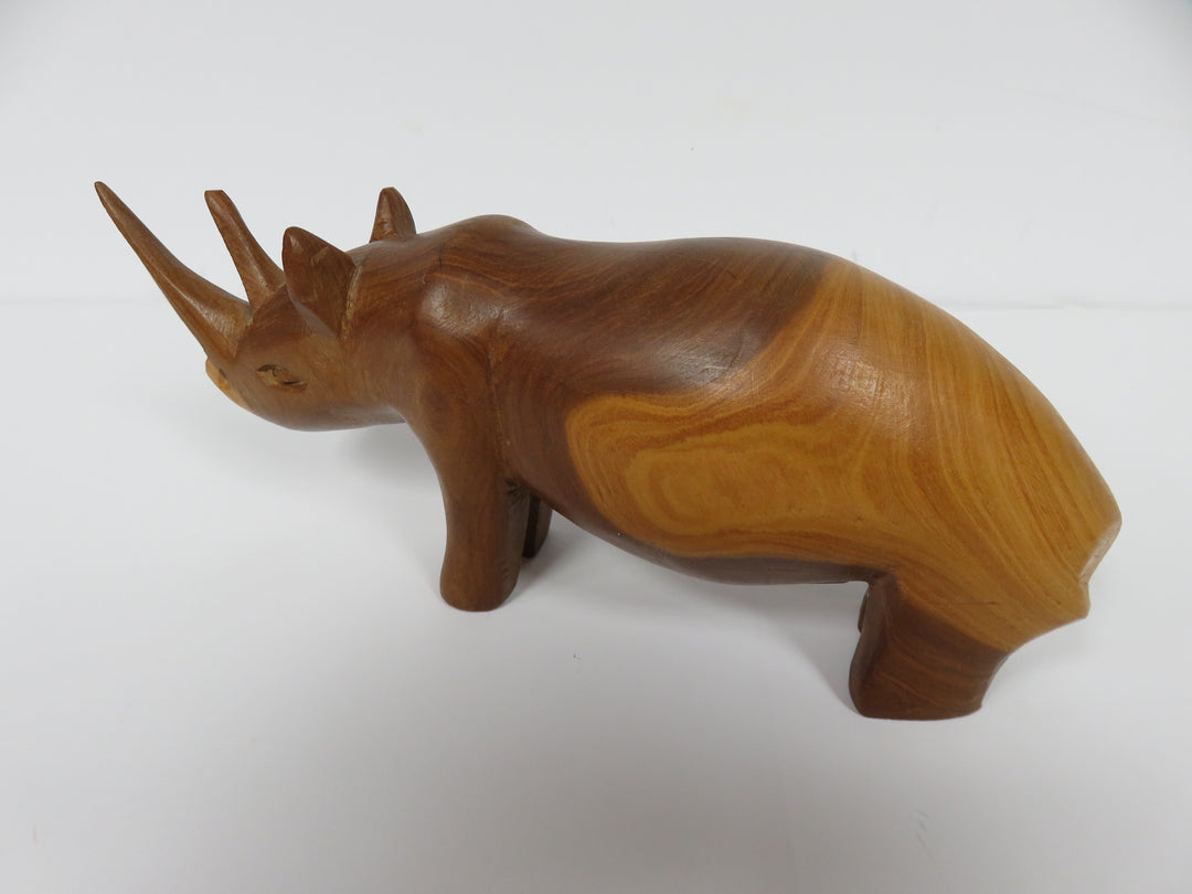 Teak Rhinoceros Figurine