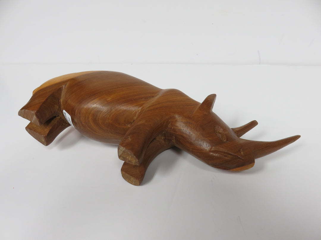 Teak Rhinoceros Figurine
