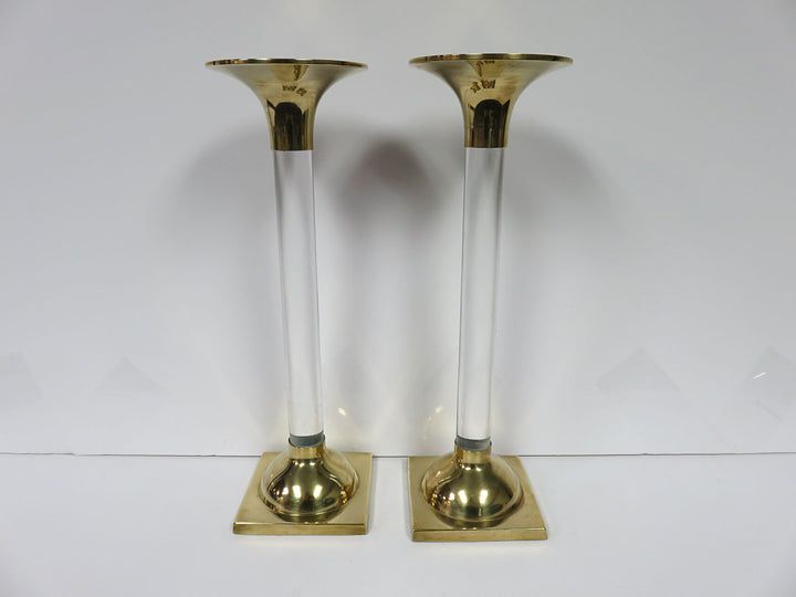 Frederick Cooper Lucite Column Candlesticks