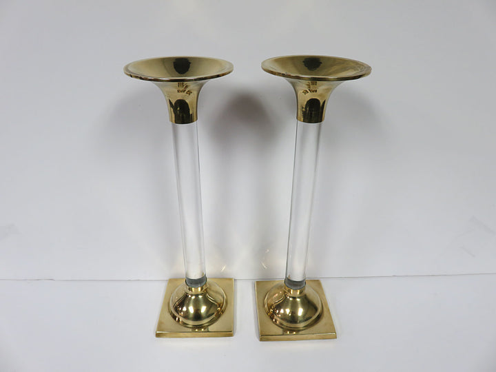 Frederick Cooper Lucite Column Candlesticks