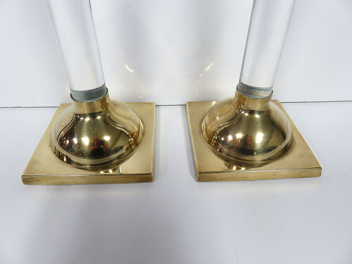 Frederick Cooper Lucite Column Candlesticks