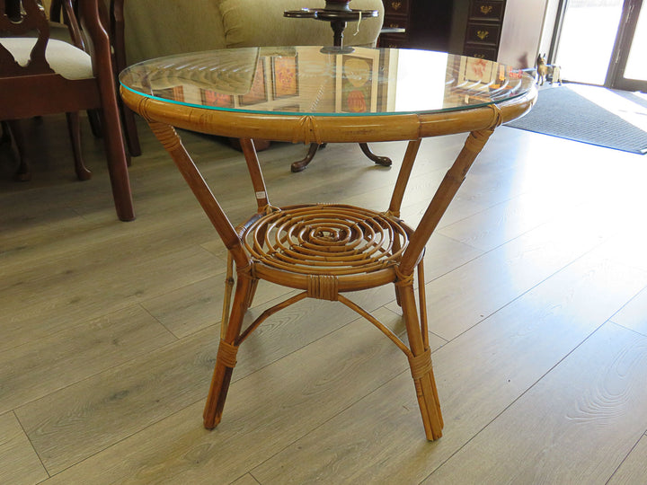 Round Bamboo Occasional Table
