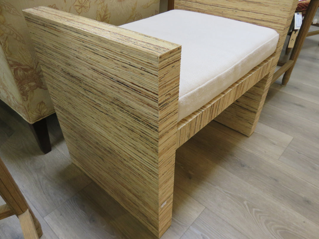 H-Shaped Raffia Bench