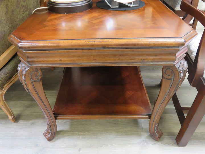 Dark Wood Inlaid End Table