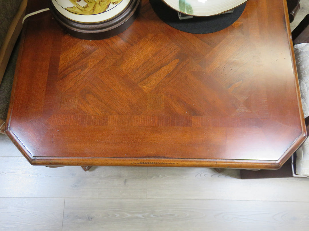 Dark Wood Inlaid End Table