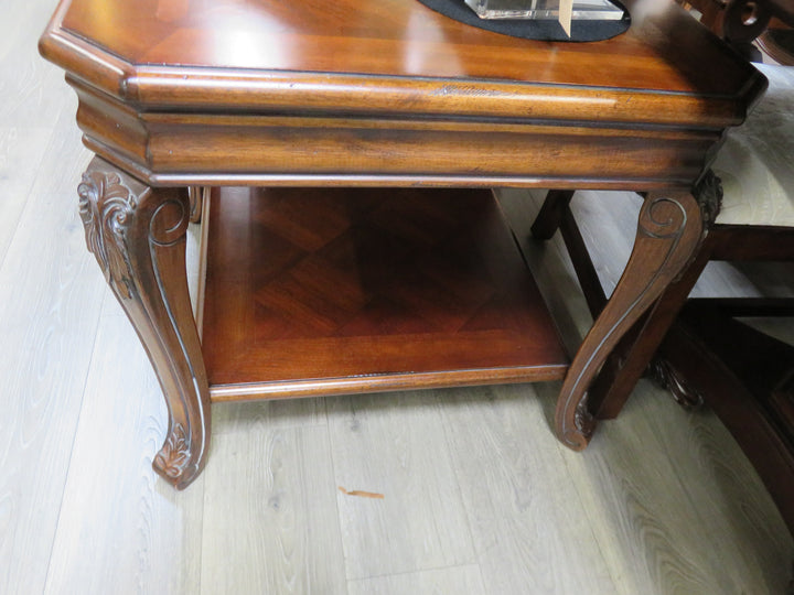 Dark Wood Inlaid End Table