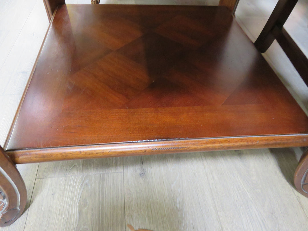 Dark Wood Inlaid End Table