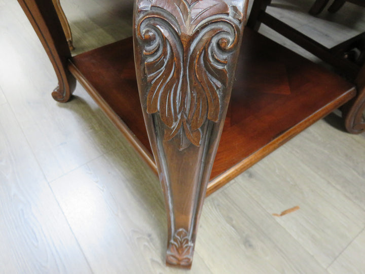 Dark Wood Inlaid End Table