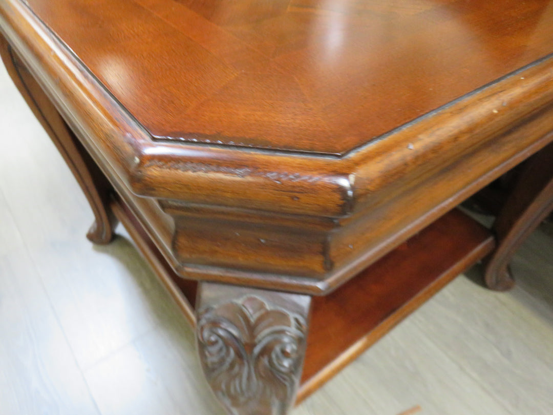Dark Wood Inlaid End Table