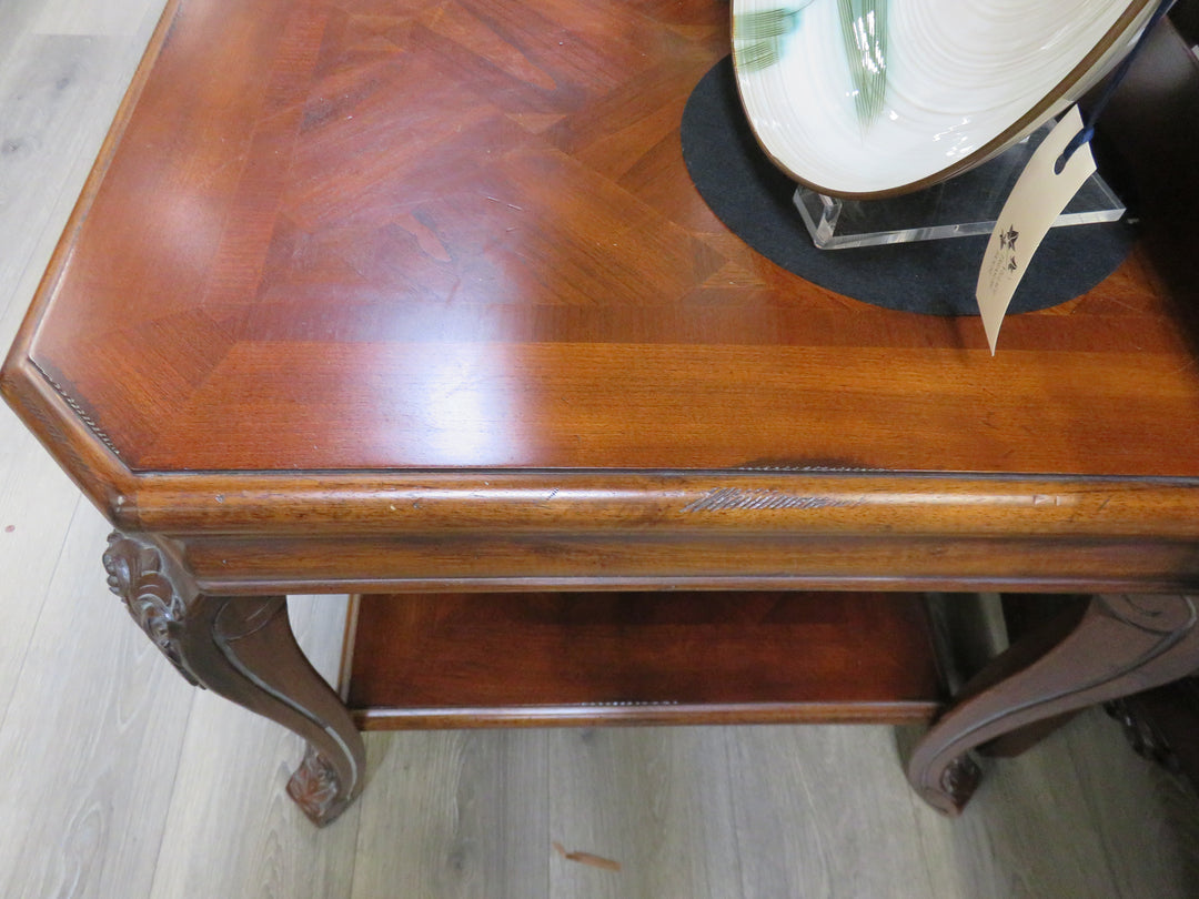 Dark Wood Inlaid End Table