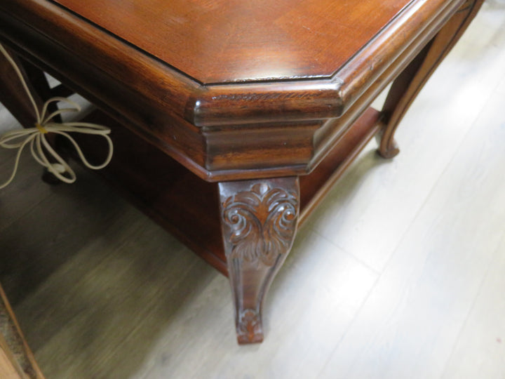 Dark Wood Inlaid End Table