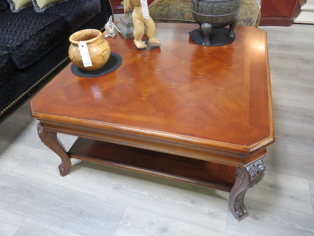 Dark Wood Inlaid Coffee Table